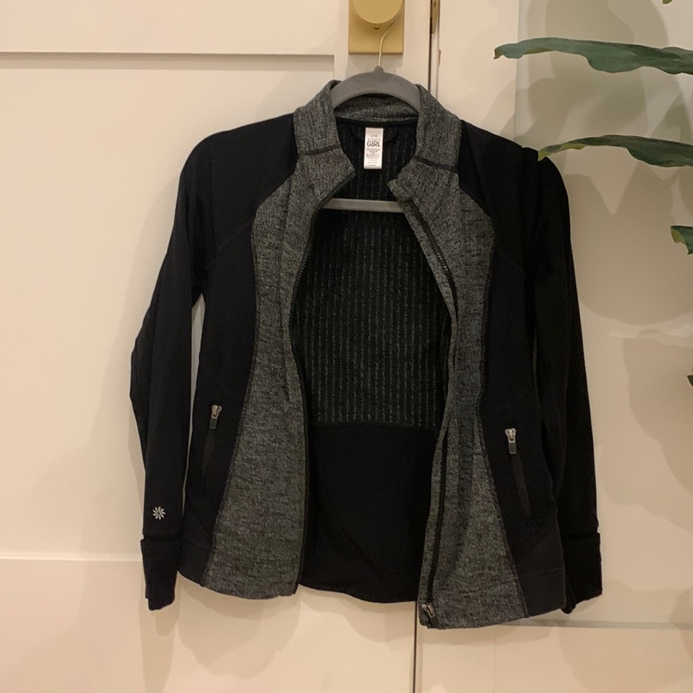 Athleta girl black and grey zip up